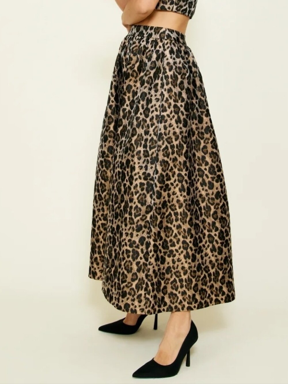 NWT Line & Dot Leopard Print Maxi Skirt in Brown and Black Size S